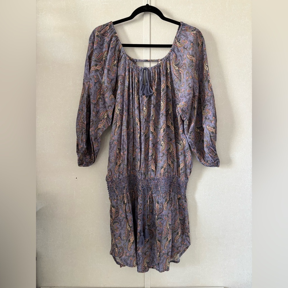 Denim & Supply Ralph Lauren purple floral 3/4 Sleeve mini dress Size L - Picture 2 of 7